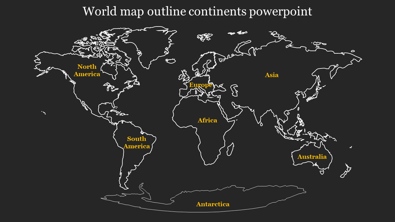 world map outline continents powerpoint-Style 2
